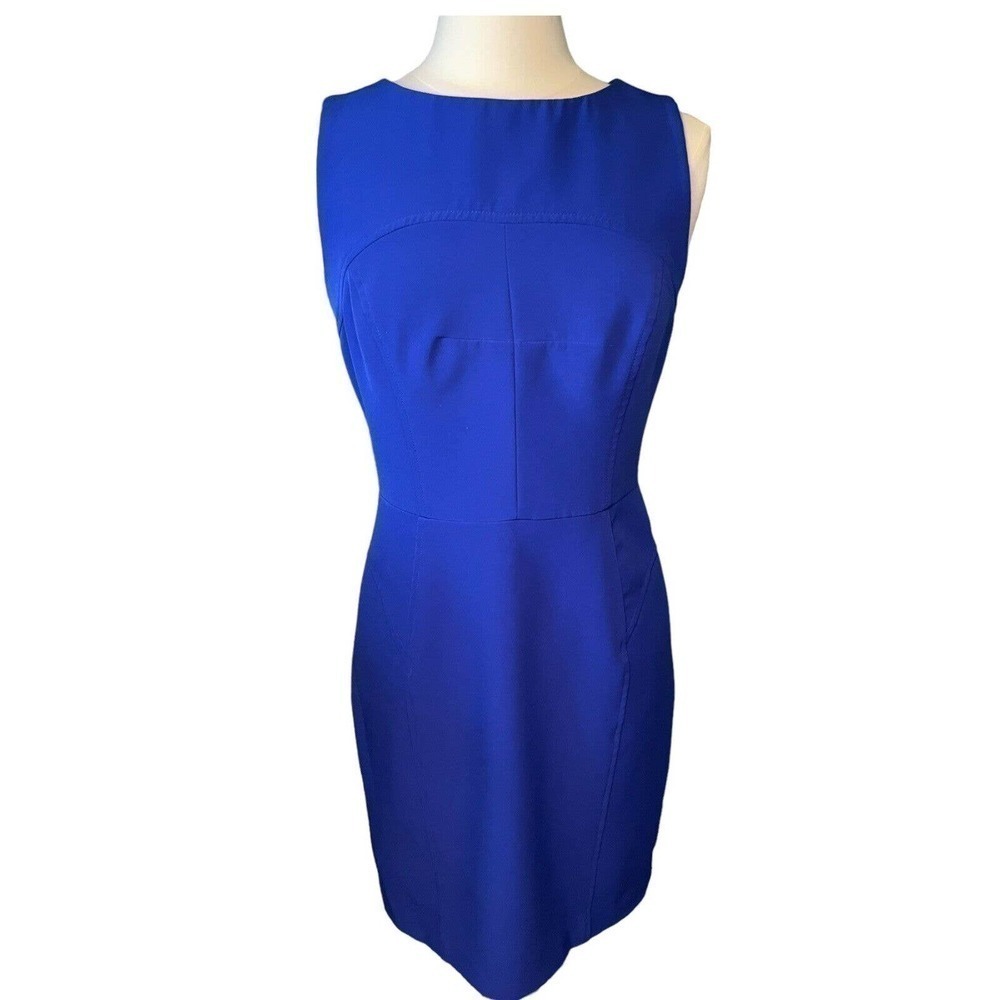 Milly Cobalt Blue Stretchy Sheath Dress Size 10 Knee Length Sleeveless